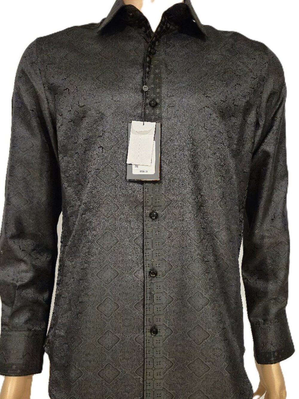 NWT $598 ROBERT GRAHAM NOBLE TOUCH LIMITED EDITION BLACK JACQUARD SILK SHIRT